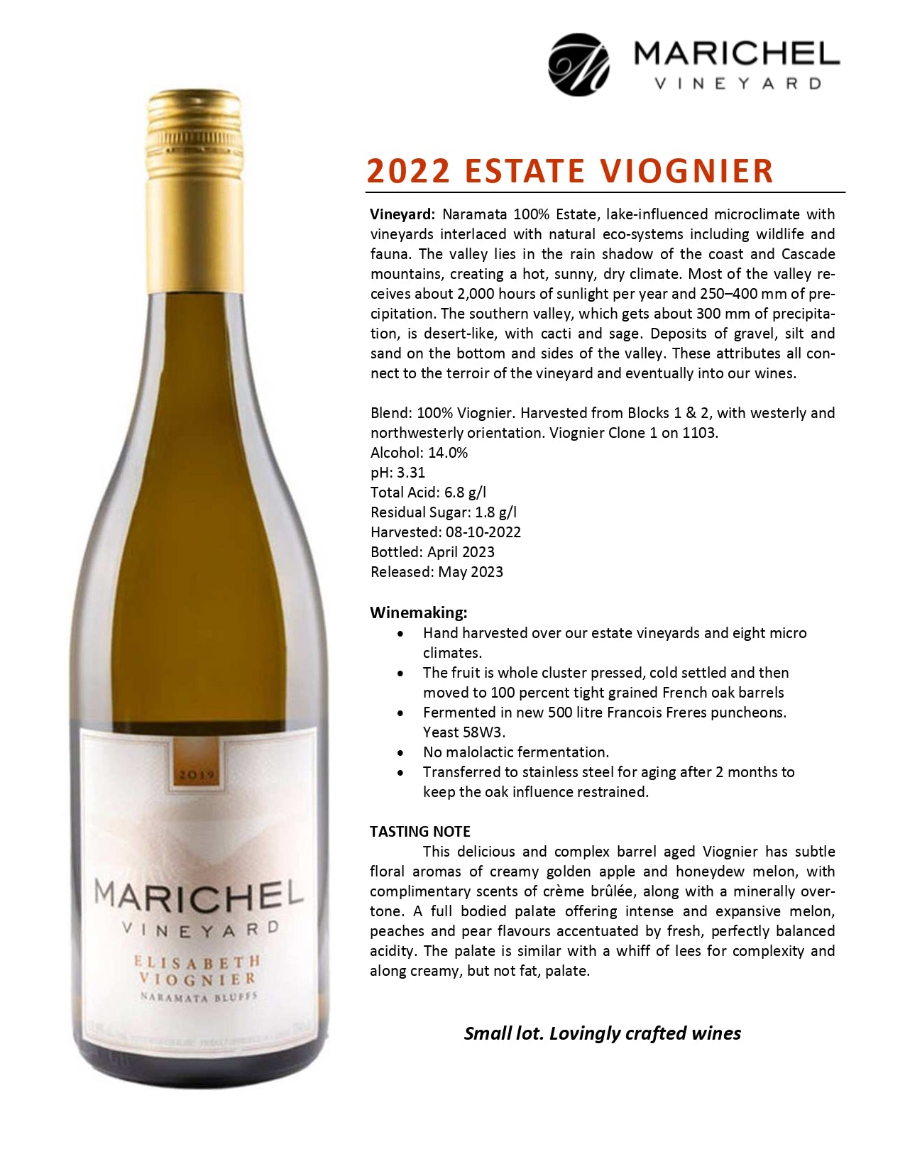 2022 Marichel Estate Viognier